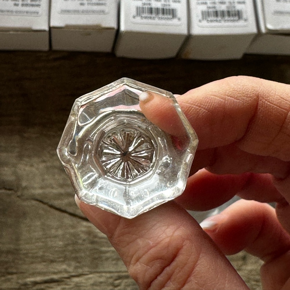 Restoration Hardware crystal knobs.